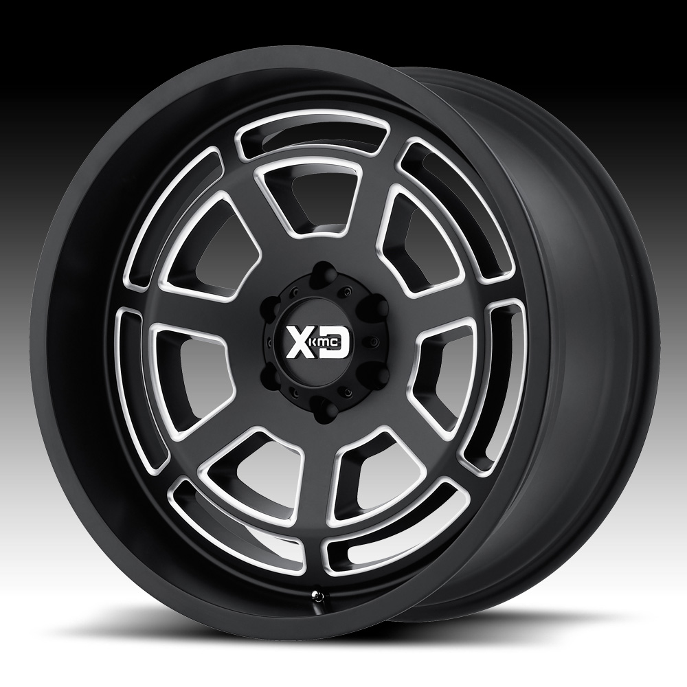 KMC XD Series XD824 Bones Satin Black Milled Custom Wheels Rims 