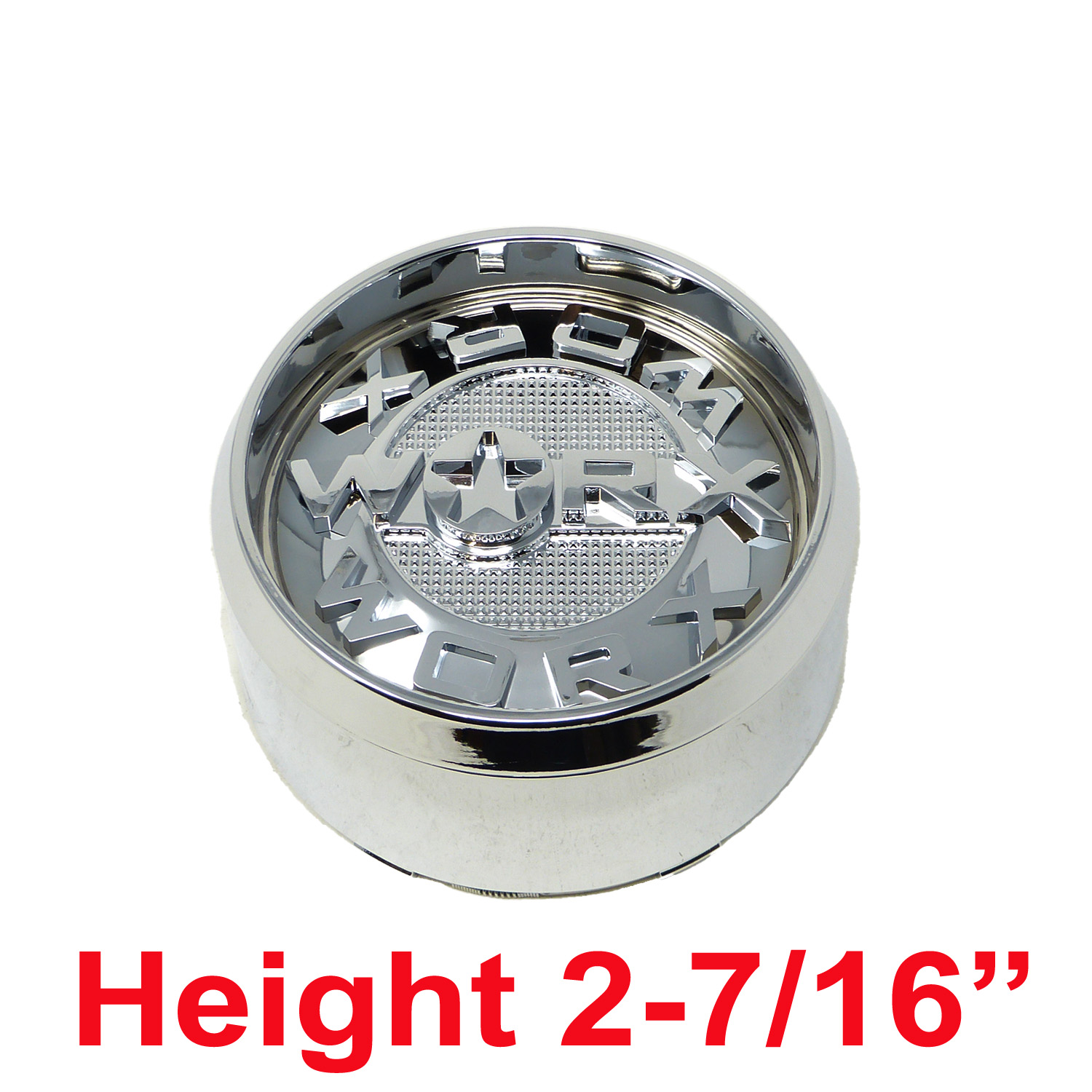 CAP WX8T C20 Worx Alloy Chrome Tall 8 Lug Snap On Center Cap