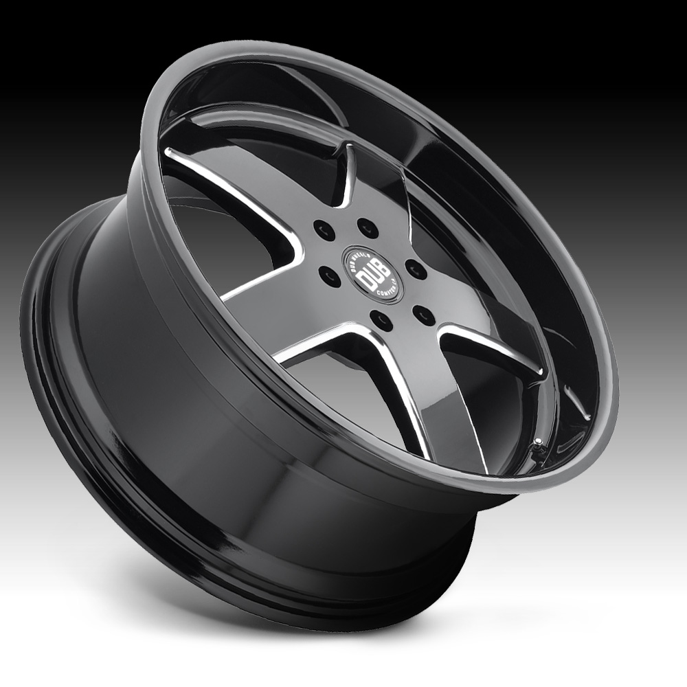 Dub Big Baller S223 Gloss Black Milled Custom Wheels Rims S223 Big Baller Discontinued Dub 