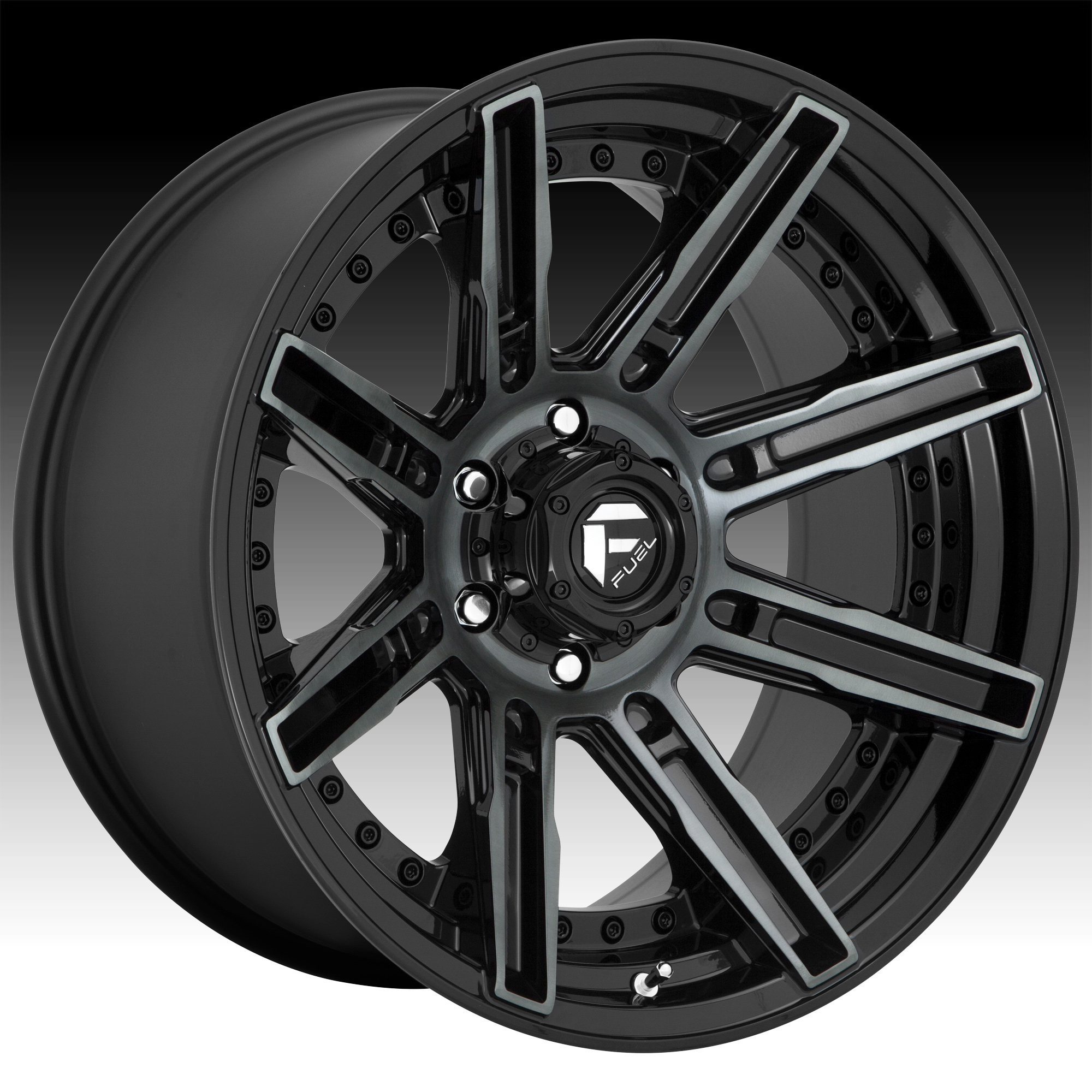 Fuel Rogue D708 Brushed Black Dark Tint Custom Wheels Rims - D708 ...