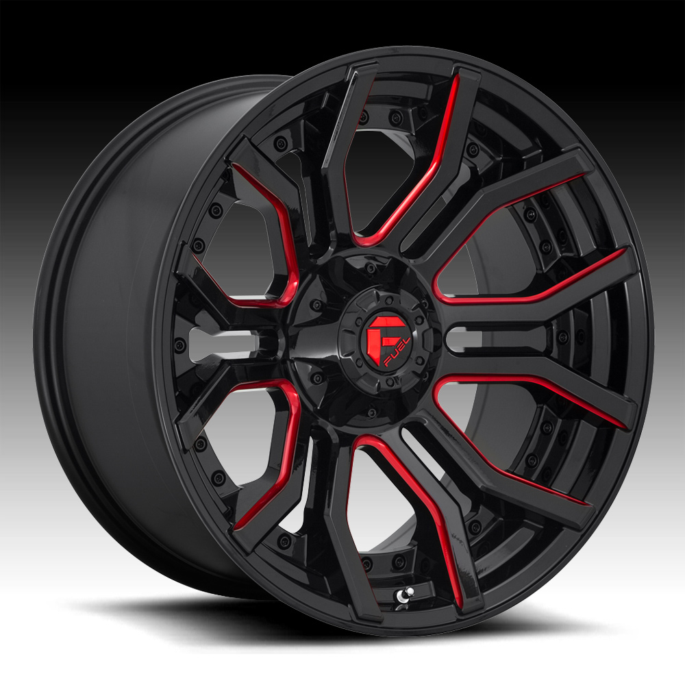 Fuel Rage D712 Gloss Black Milled Red Tint Custom Wheels Rims - D712 ...