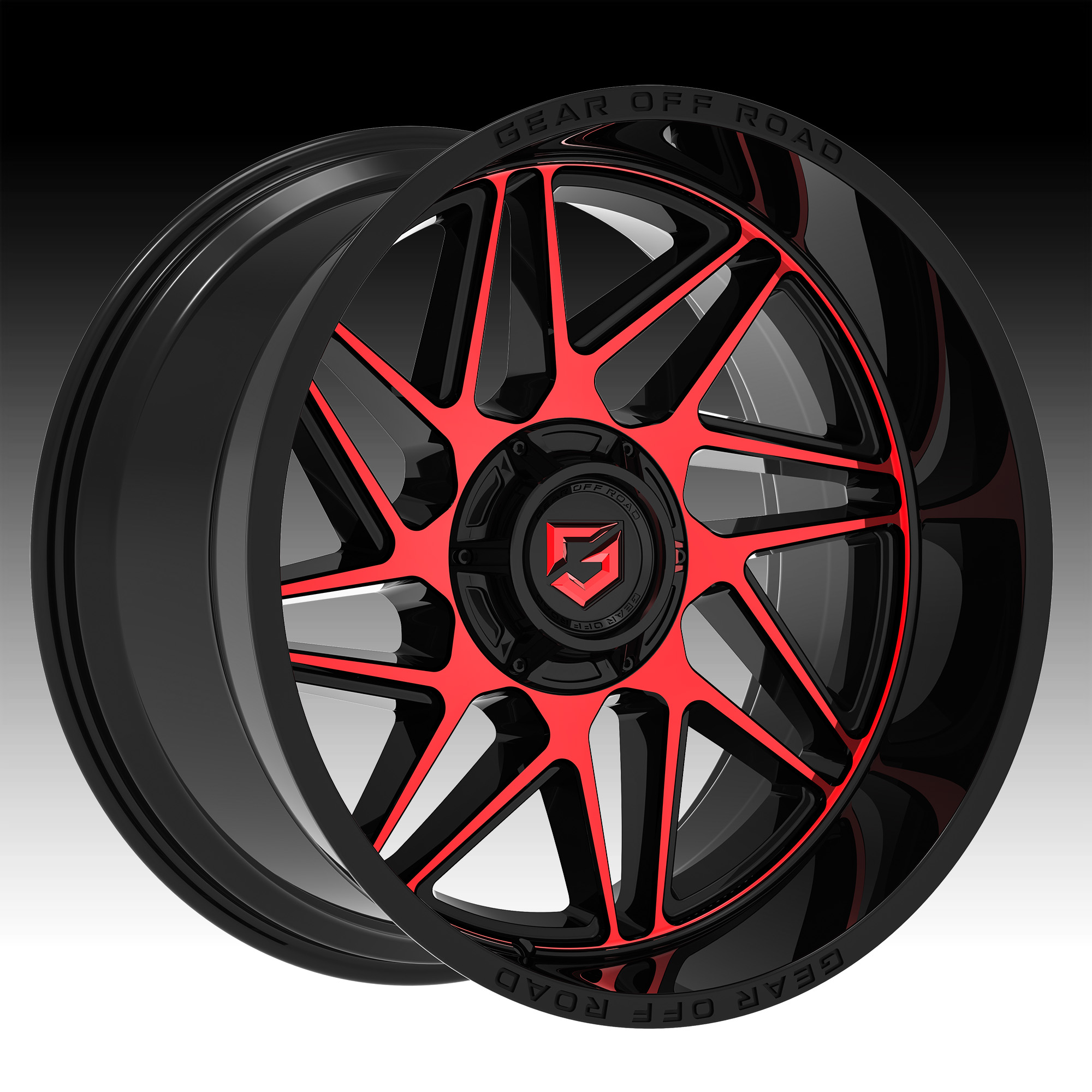 Gear Offroad 761MBR Ratio Machined Black Red Tint Black Custom Truck ...