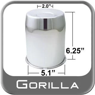 HC211LA / Gorilla Closed Push-Thru Chrome Center Cap / 5.1&quot; Diameter 2