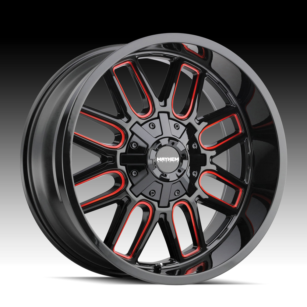 Mayhem Cogent 8107 Gloss Black Red Custom Wheels Rims - 8107