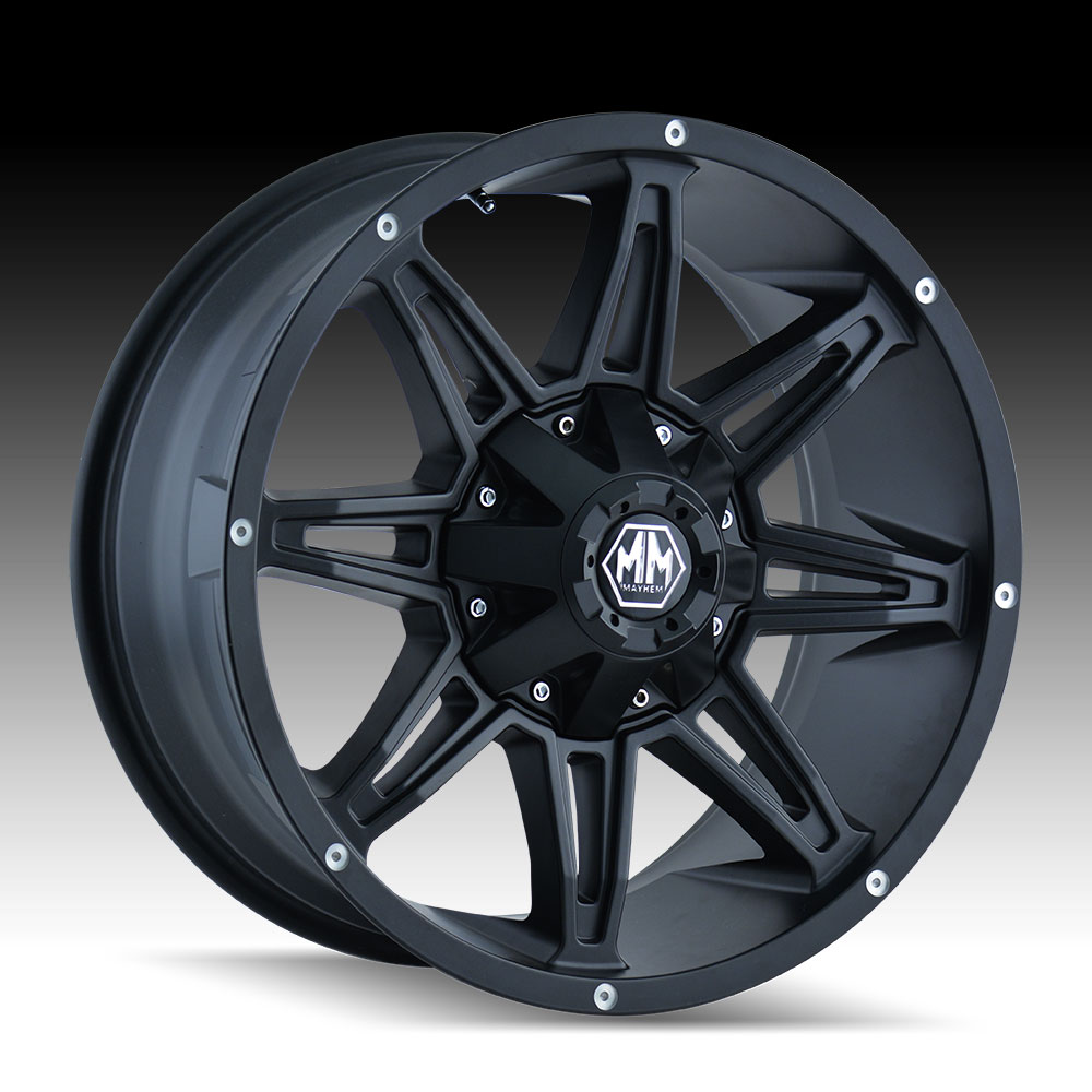 海外輸入ホイール 20x9マットブラックホイールメイヘムランペイジ8x180