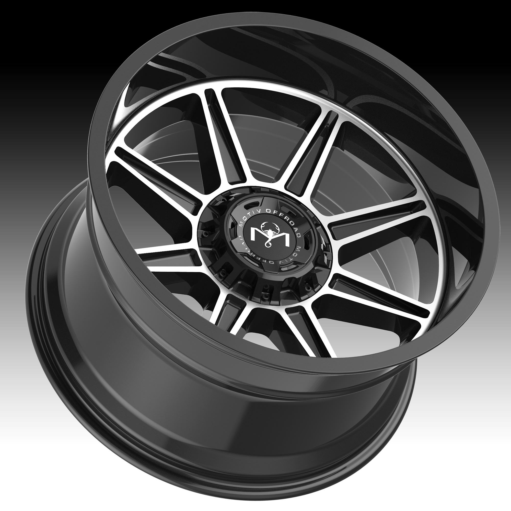 Motiv Offroad 428MB Balast Machined Gloss Black Custom Truck Wheels 