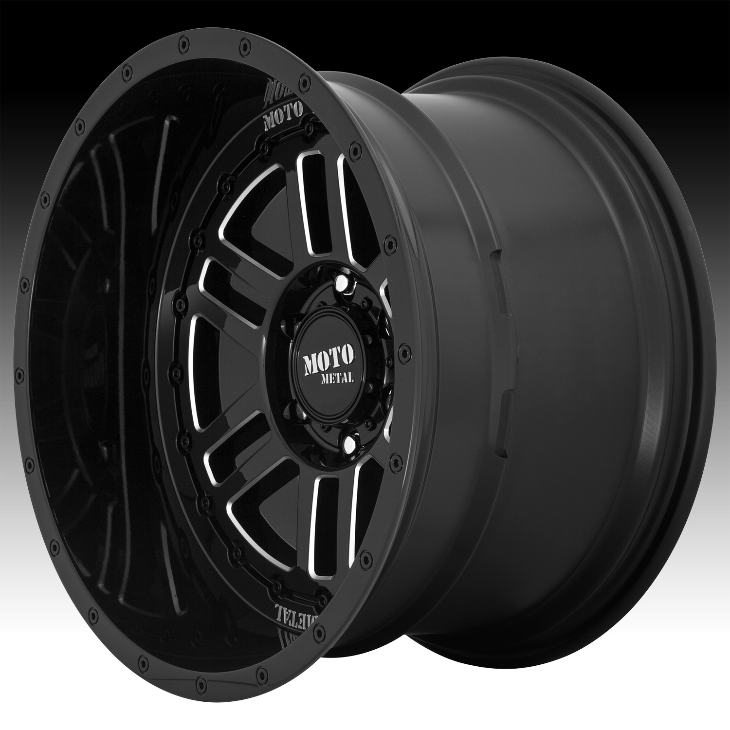 Moto Metal MO800 Deep Six Gloss Black Milled Custom Wheels Rims