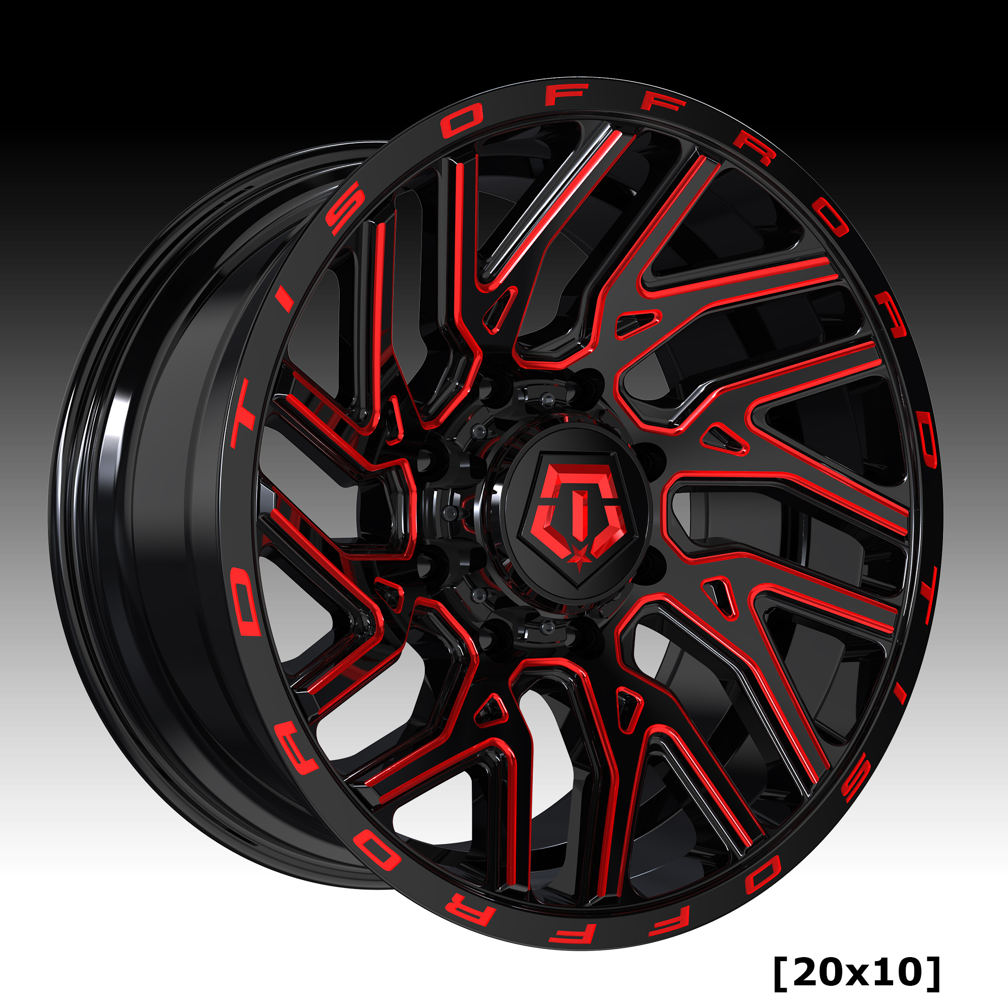 TIS Wheels 554BMR Gloss Black Red Milled Custom Truck Wheels - 554BMR ...