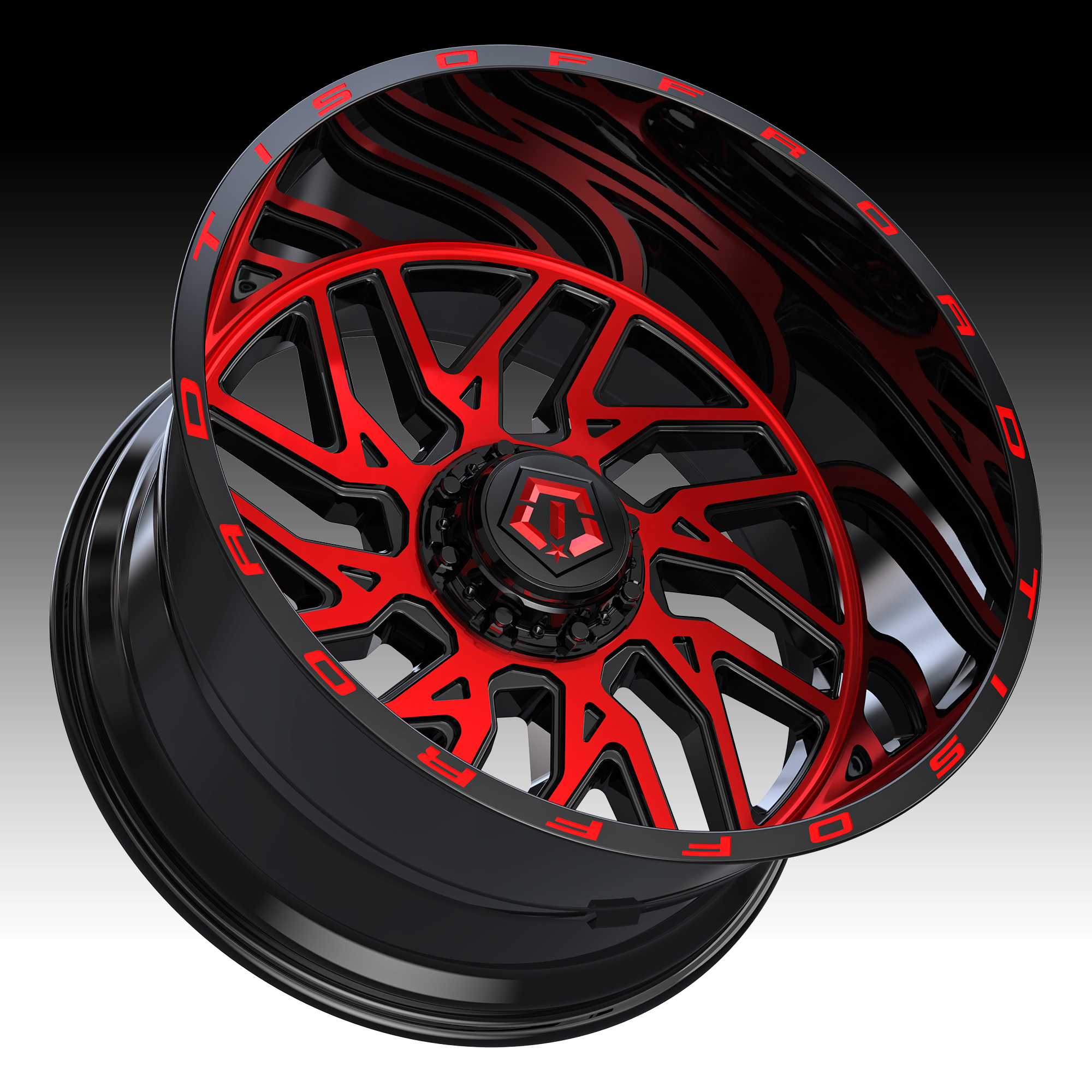 TIS Wheels 544MBR Machined Black Red Tint Custom Truck Wheels - 544MBR ...