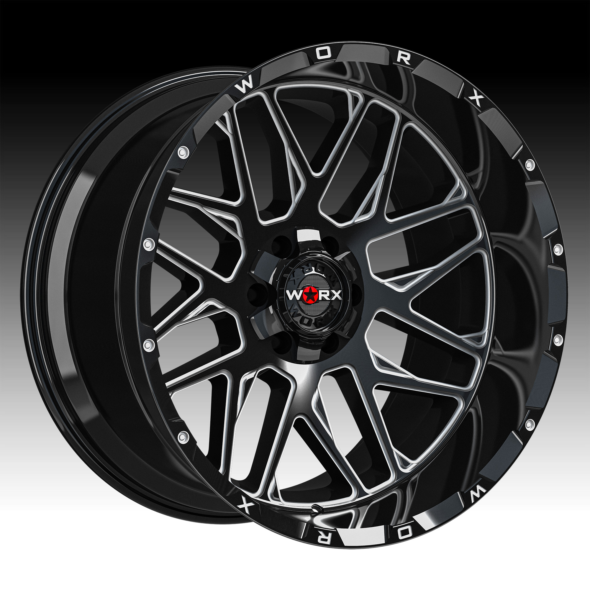 Worx Offroad 819BM Gloss Black Milled Custom Truck Wheels 819BM