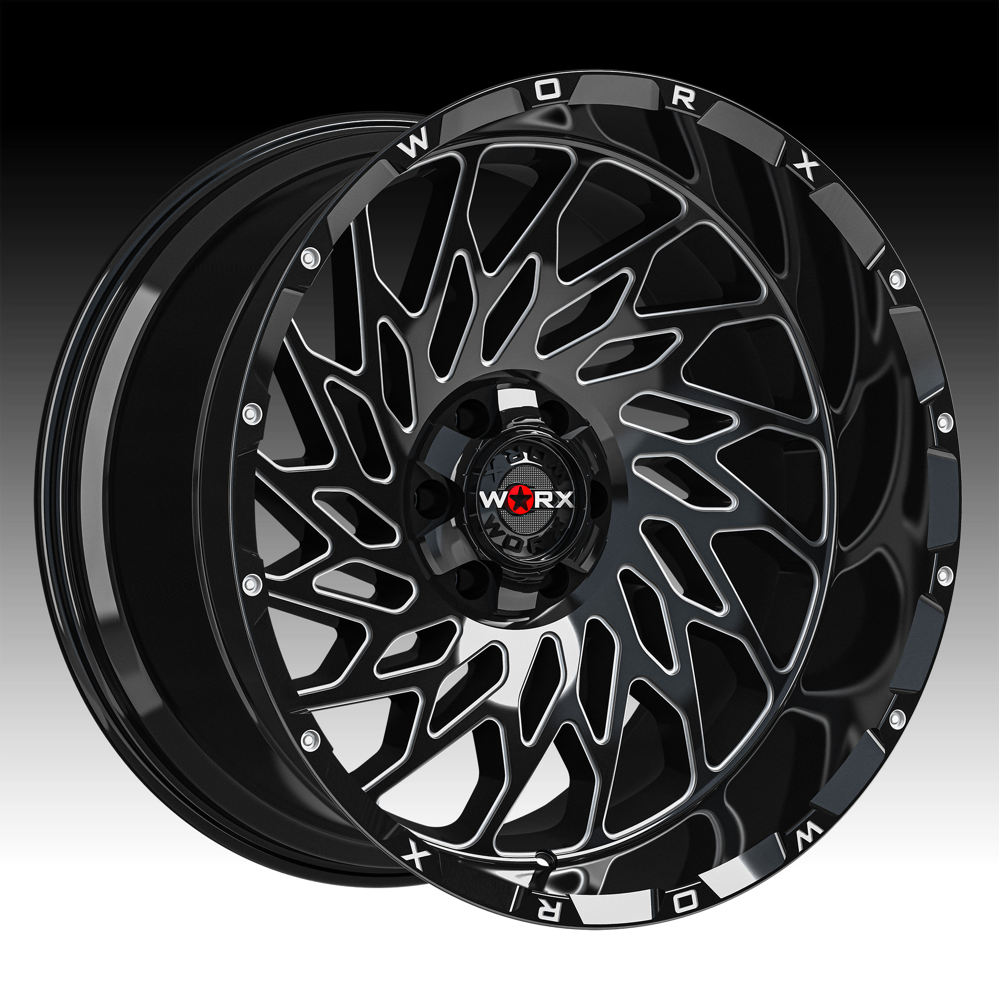 Worx Offroad 820BM Gloss Black Milled Custom Truck Wheels 820BM