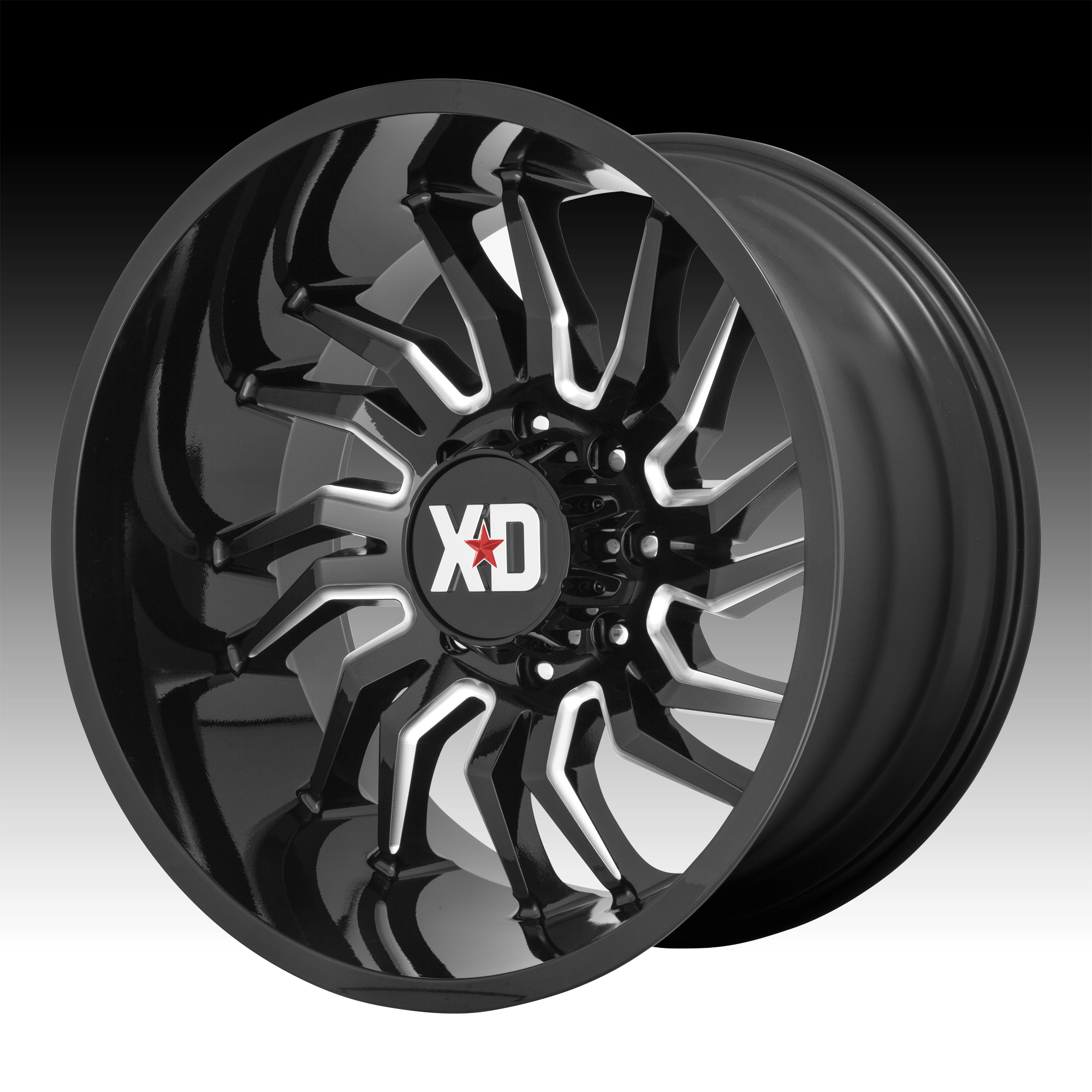 XD Series XD858 Tension Gloss Black Milled Custom Truck Wheels