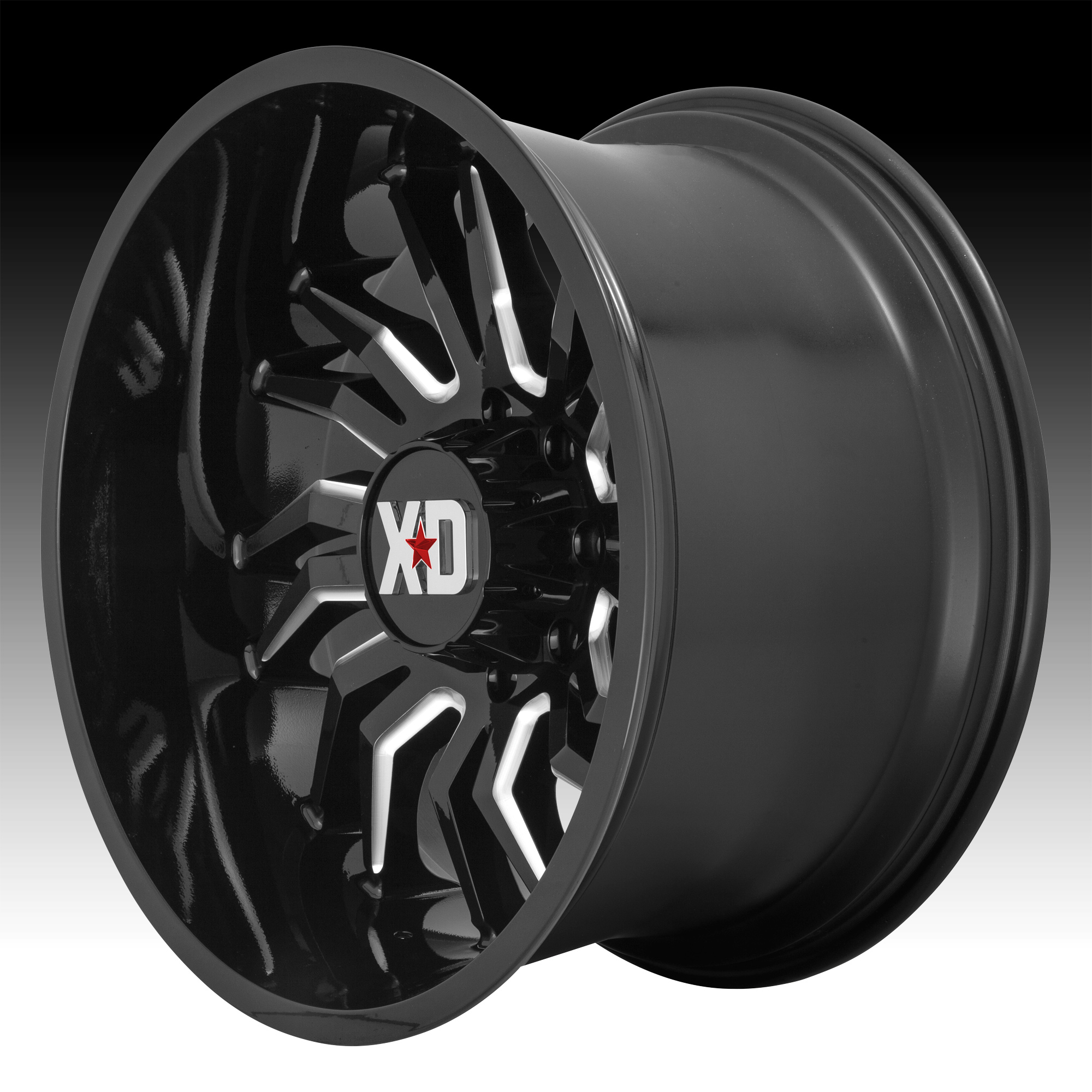 XD Series XD858 Tension Gloss Black Milled Custom Truck Wheels