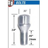 K5BS-12150X32GR / Gorilla 5-Lug Chrome Spline Lug Bolt Kit 3