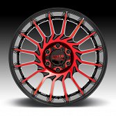 Moto Metal MO807 Shockwave Machined Gloss Black Red Tint Custom Truck Wheels Rims 3