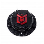 CAP-655BMR-6-DB / DropStars Gloss Black/Red DBOMB Logo/ Bolt-On Center Cap