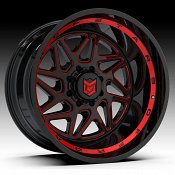 DropStars 657BMR Gloss Black Milled Red Tint Custom Wheels Rims