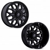 Fuel D875 Flux Dually Brushed Black Custom Truck Wheels