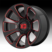 XD Series XD854 Reactor Gloss Black Milled Red Tint Custom Wheels Rims