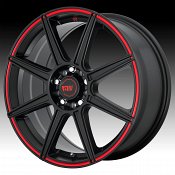 Motegi Racing MR142 CS8 Satin Black Red Stripe Custom Wheels Rims