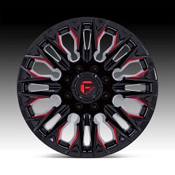 Fuel Flame 8 D823 Black Milled Red Tint Custom Truck Wheels 3