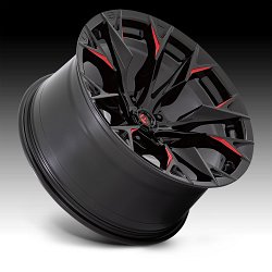 Fuel Flame 5 D823 Gloss Black Milled Red Tint Custom Truck Wheels 2