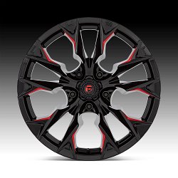 Fuel Flame 5 D823 Gloss Black Milled Red Tint Custom Truck Wheels 3