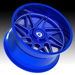 Gear Offroad 761BLM Ratio Gloss Blue Milled Custom Truck Wheels 2