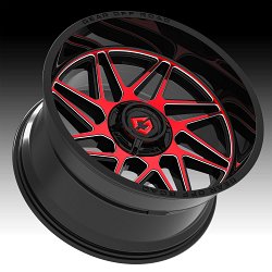 Gear Offroad 761MBR Ratio Machined Black Red Tint Black Custom Truck Wheels 2