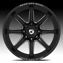 Gear Offroad 765BM Ridge Gloss Black Milled Custom Truck Wheels Rims 2