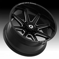 Gear Offroad 765BM Ridge Gloss Black Milled Custom Truck Wheels Rims 3