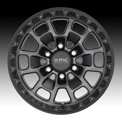 KMC KM718 Summit Satin Black Machined Gray Tint Custom Wheels Rims 3