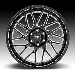 Moto Metal MO805 Predator Gloss Black Milled Custom Truck Wheels Rims 3