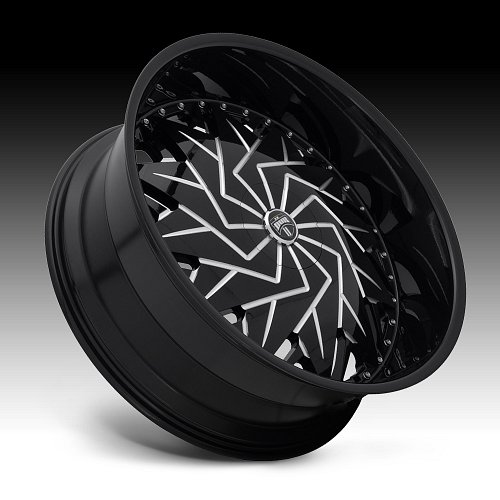 Dub Dazr S231 Gloss Black Milled Custom Wheels Rims 2