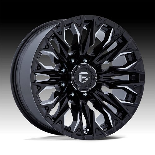 Fuel Flame 8 D803 Gloss Black Milled Custom Truck Wheels 1