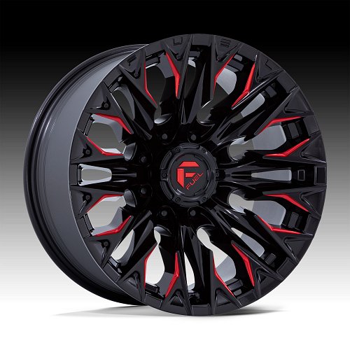 Fuel Flame 8 D823 Black Milled Red Tint Custom Truck Wheels 1