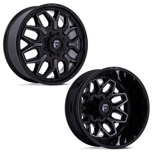 Fuel D875 Flux Dually Brushed Black Custom Truck Wheels 1