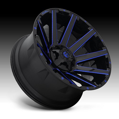 Fuel Contra D644 Gloss Black Candy Blue Custom Wheels Rims 2