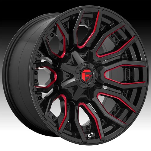 Fuel Rage D712 Gloss Black Milled Red Tint Custom Wheels Rims 1
