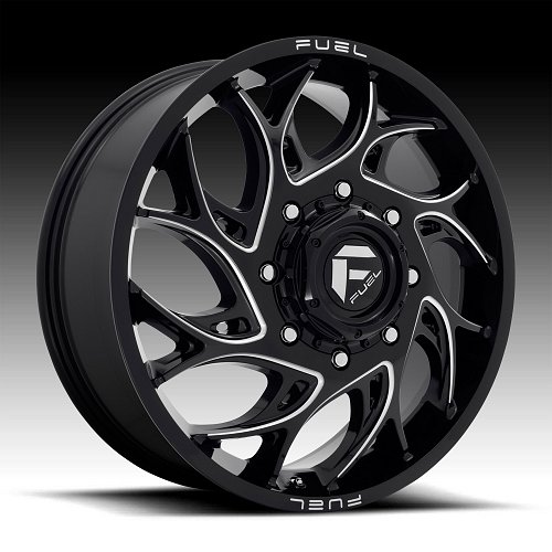 Fuel Runner Dually D741 Gloss Black Milled Custom Truck Dually Wheels Rims 1