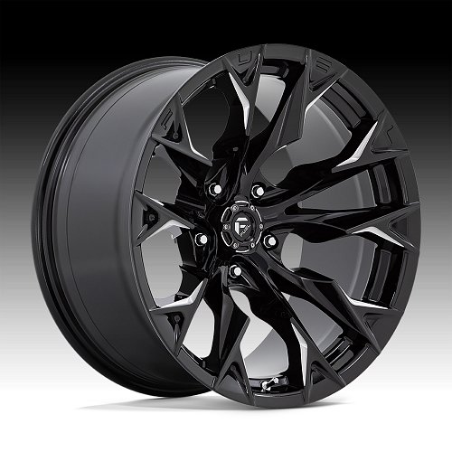 Fuel Flame 5 D803 Gloss Black Milled Custom Truck Wheels 1