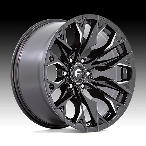 Fuel Flame 6 D803 Gloss Black Milled Custom Truck Wheels 1