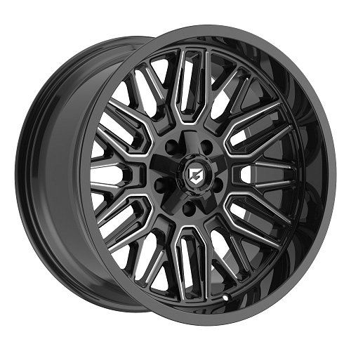 Gear Offroad 775BM Surge Gloss Black Milled Custom Truck Wheels 1