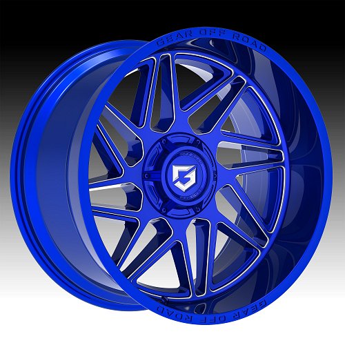 Gear Offroad 761BLM Ratio Gloss Blue Milled Custom Truck Wheels 1