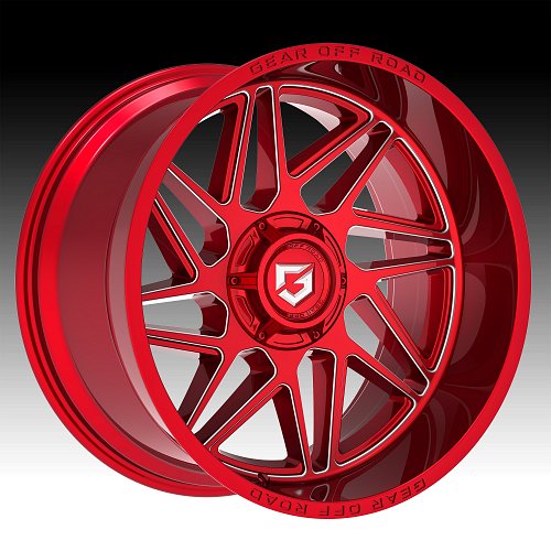 Gear Offroad 761RM Ratio Gloss Red Milled Custom Truck Wheels 1