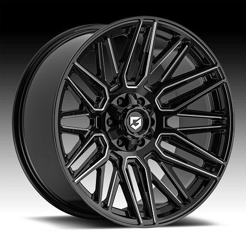 Gear Offroad 770BM Edge Gloss Black Milled Custom Truck Wheels 1