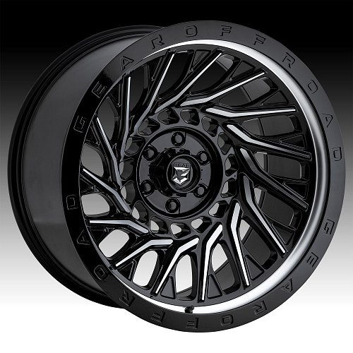 Gear Offroad 757MB Monsoon Gloss Black Machined Custom Wheels Rims 1