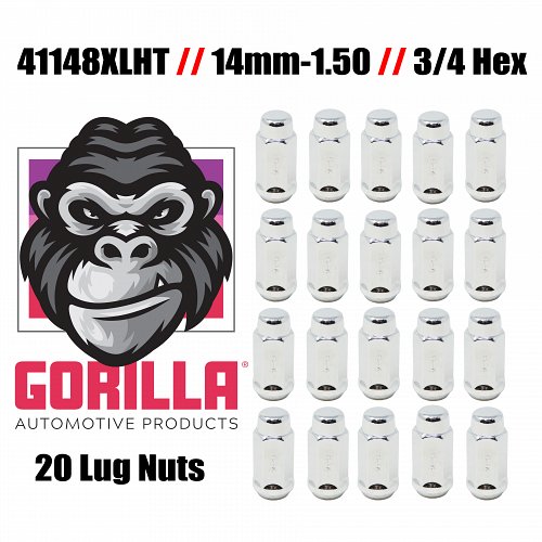 41148XLHT-20 / Gorilla 14x1.5 Chrome Long Lugs (20pcs) 1