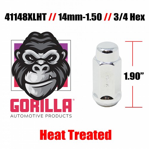 41148XLHT-20 / Gorilla 14x1.5 Chrome Long Lugs (20pcs) 2