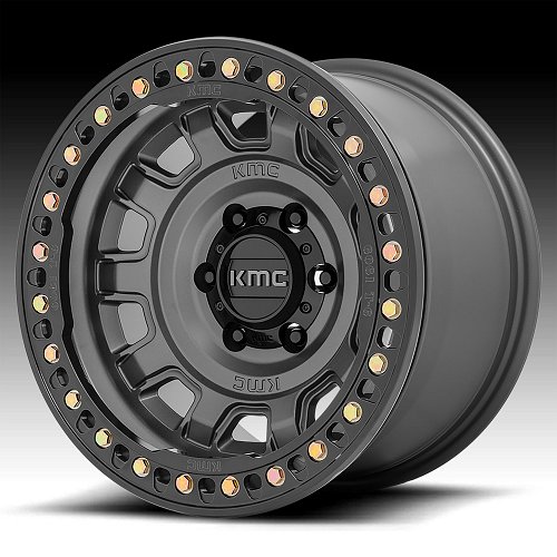 KMC KM236 Tank Beadlock Matte Anthracite Custom Truck Wheels 1